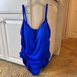 La Blanca Womens Island Goddess Royal Blue One Piece Swimsuit Plus Size 20W